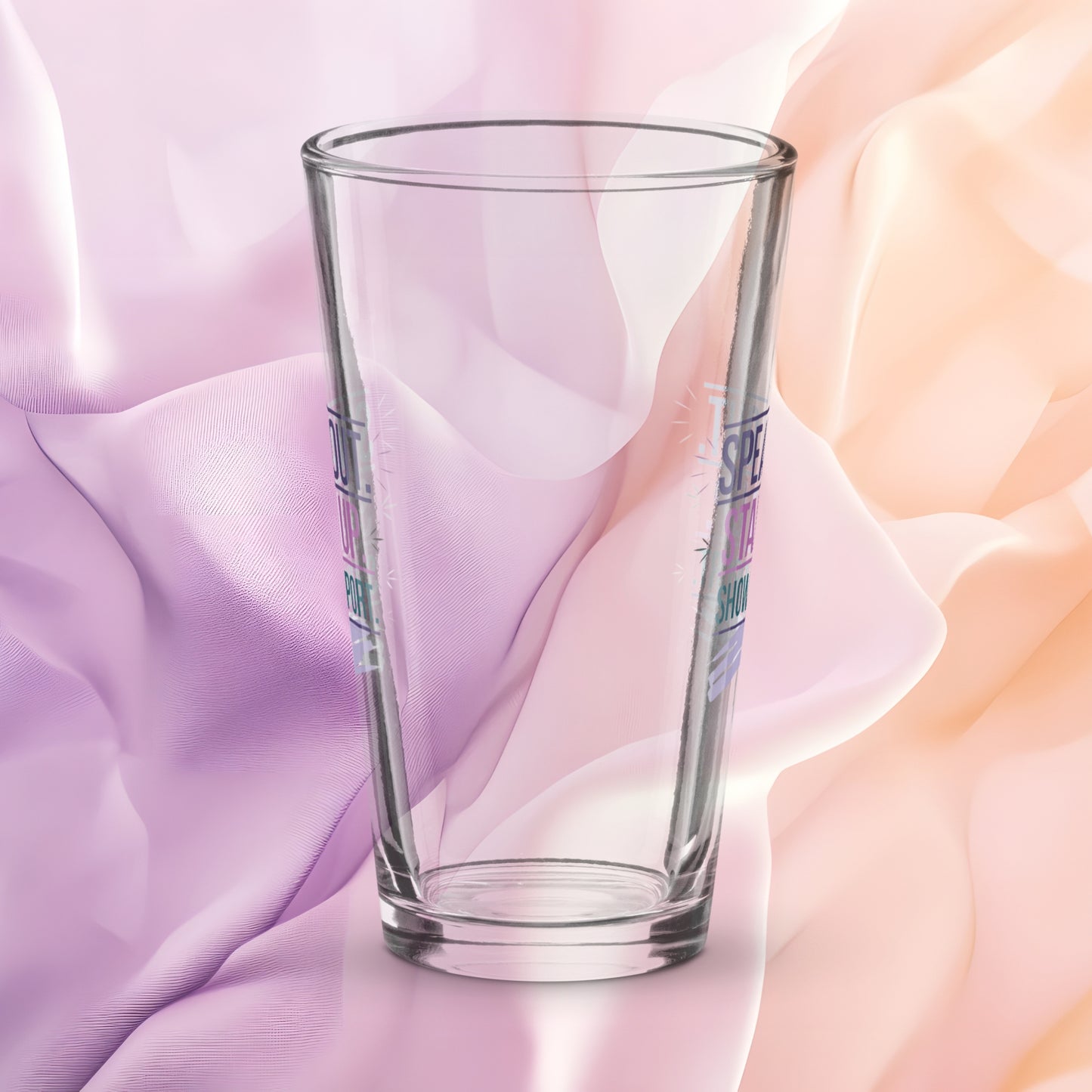 Speak Out Stand Up Show Support pint glass, domestic violence advocacy gift, awareness empowerment design