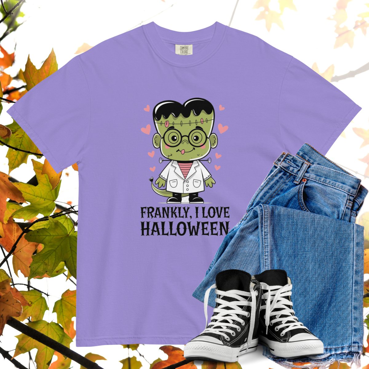 Frankly, I Love Halloween Comfort Colors Heavyweight Halloween T-shirt