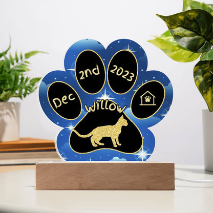 Devon Rex cat 7" personalized Gotcha Day paw print plaque