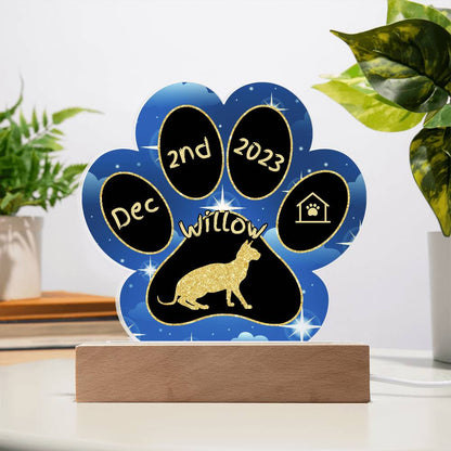 Don Sphynx cat custom 7" acrylic paw print Gotcha Day gift