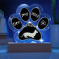 Dwelf cat custom 7" acrylic Gotcha Day paw print keepsake