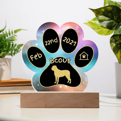 English Mastiff personalized Gotcha Day acrylic dog plaque - 7" paw print gift