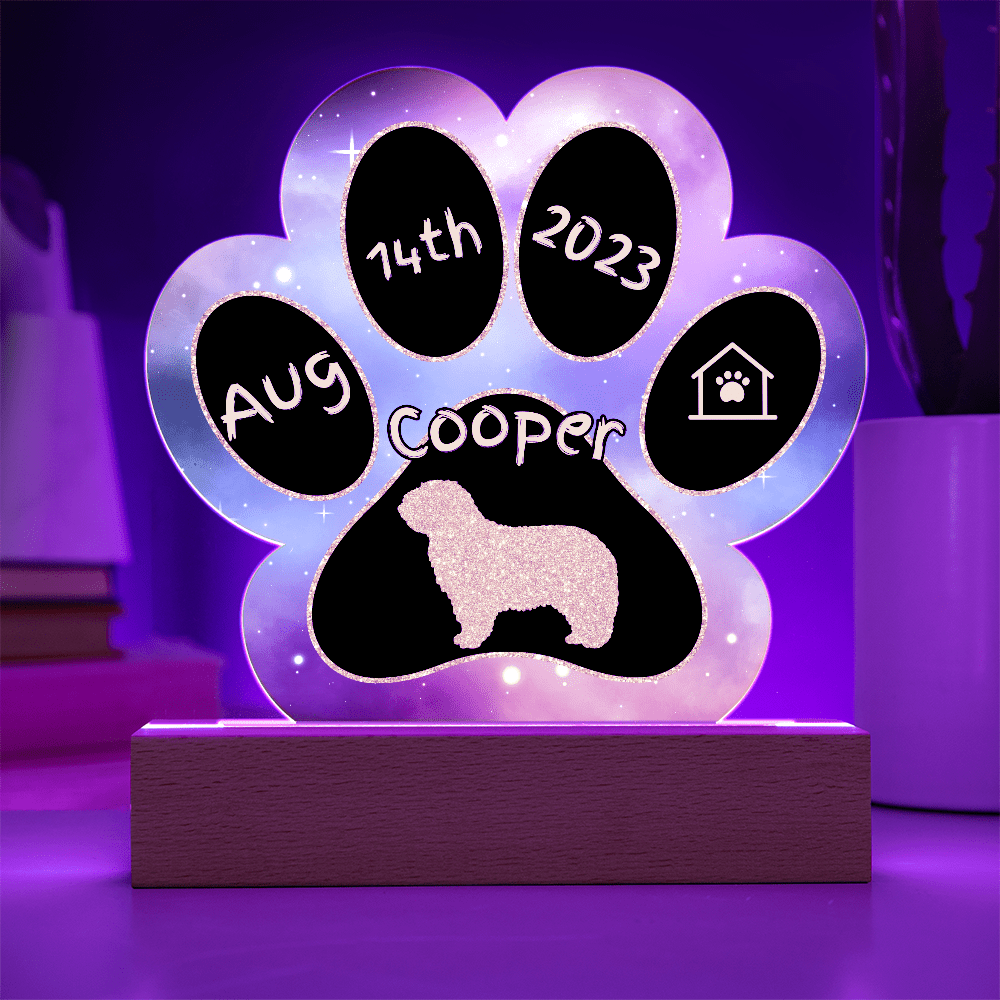 7" Acrylic Paw Print Plaque - Komondor - Gotcha Day Gift for Dreadlocked Guardian Dog, Personalized Hungarian Dog Breed Decor