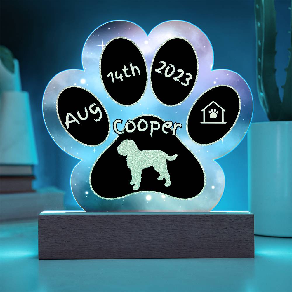 7" Acrylic Paw Print Plaque - Lagotto Romagnolo - Personalized Water Dog Keepsake, Gotcha Day Gift for Truffle Hunter Breed, Italian Pup Sign