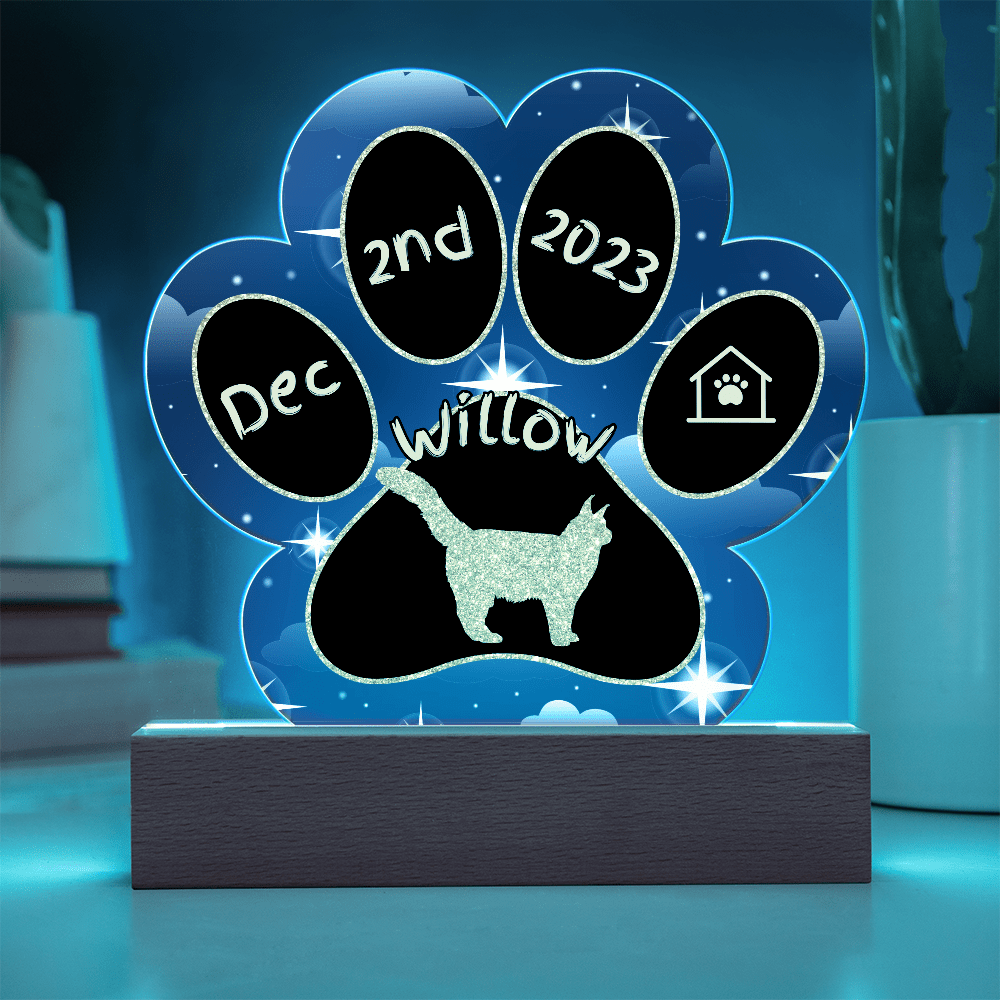 Maine Coon cat arrival day plaque - personalized 7" acrylic keepsake