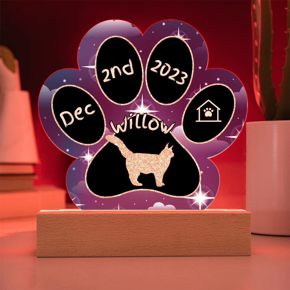 Maine Coon cat arrival day plaque - personalized 7" acrylic keepsake