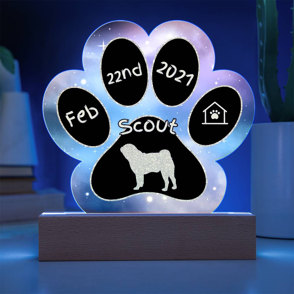 Pug Gotcha Day plaque - personalized 7" acrylic dog keepsake