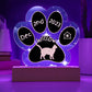 Snowshoe Cat Gotcha Day Plaque - Custom 7" LED Acrylic Paw Print Pet Memory Gift