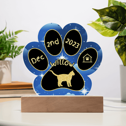 Thai cat personalized 7" Gotcha Day gift - custom acrylic paw print plaque