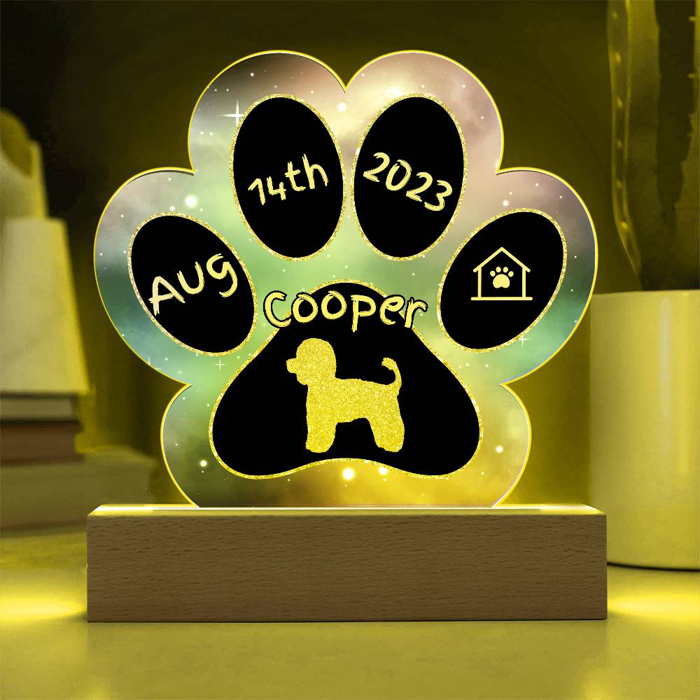 7" Acrylic Paw Print Plaque - Toy Poodle - Personalized Small Poodle Gift for Dog Lovers
