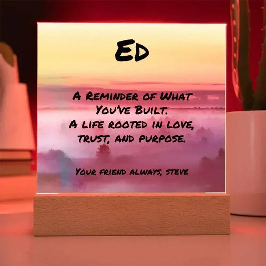 Shop our 7 acrylic square plaque a reminder of what youve built featuring the Battery Powered LED Base style option from MySisterIsASurvivor.