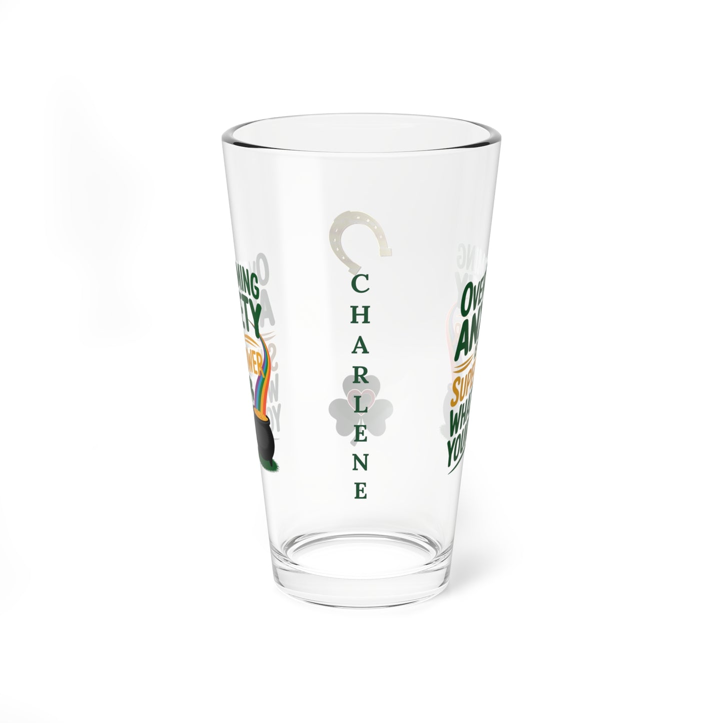 Overcoming Anxiety Is My Super Power What's Yours?: Personalized St. Patrick's Day Pint Glass - Customizable Name for Happiness and Positivity