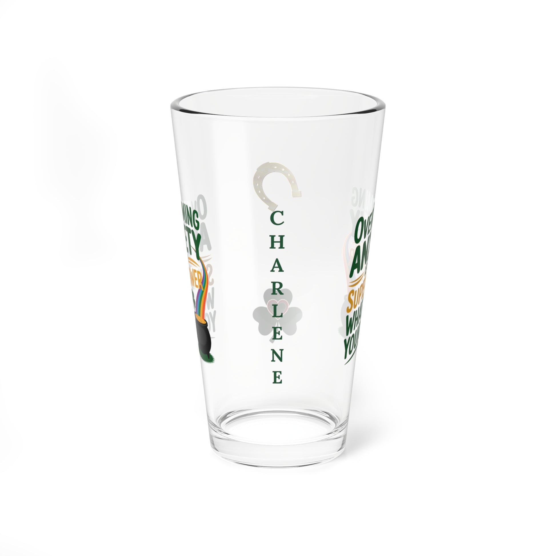 Overcoming Anxiety Is My Super Power What's Yours?: Personalized St. Patrick's Day Pint Glass - Customizable Name for Happiness and Positivity