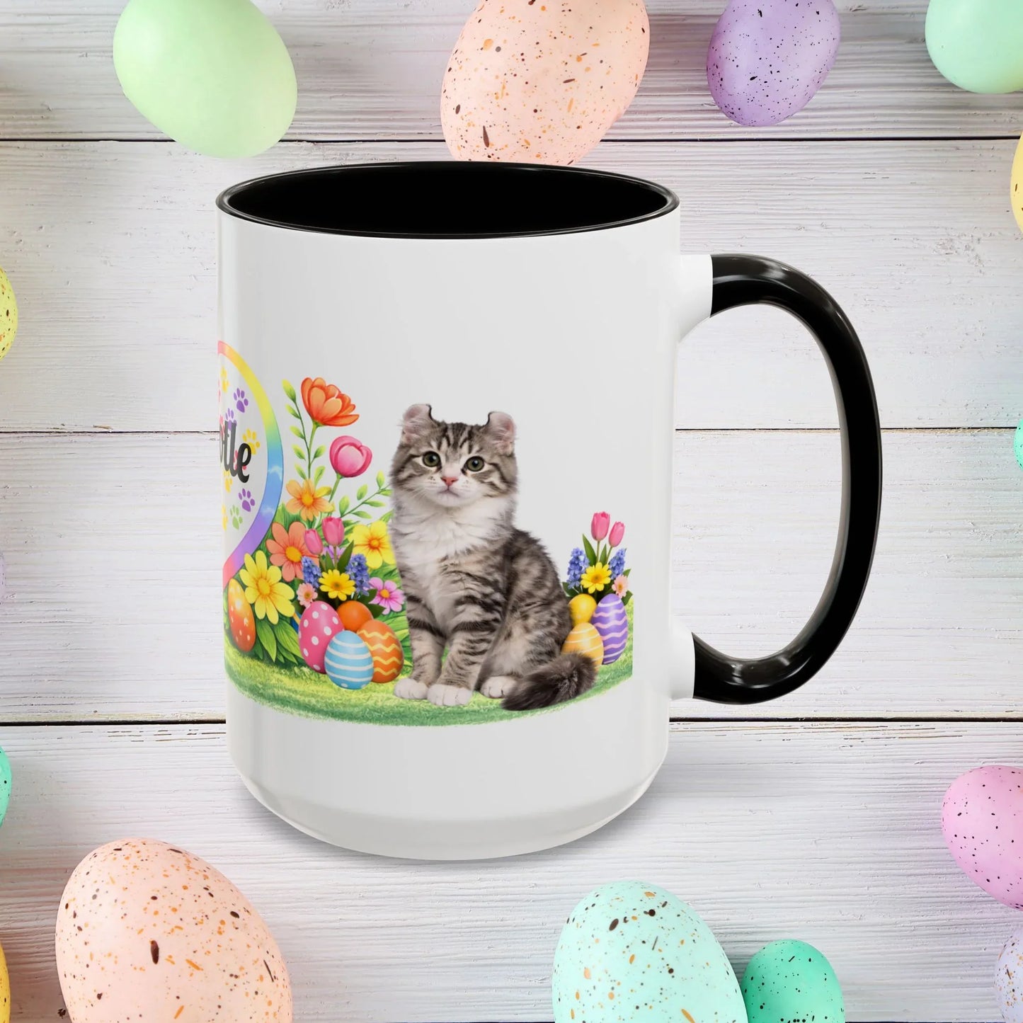Shop our american curl kitten easter mug featuring the 15oz style option from MySisterIsASurvivor.