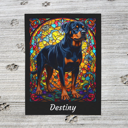 Rottweiler Black & Rust Coat Blanket, Velveteen Plush Stained Glass Dog Throw, Custom Pet Lover Gift