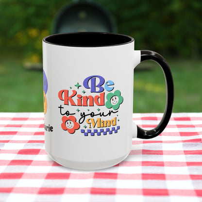 Be Kind to Your Mind - Personalized Retro Mental Wellness Mug for Mental Health Awareness & Self-Care