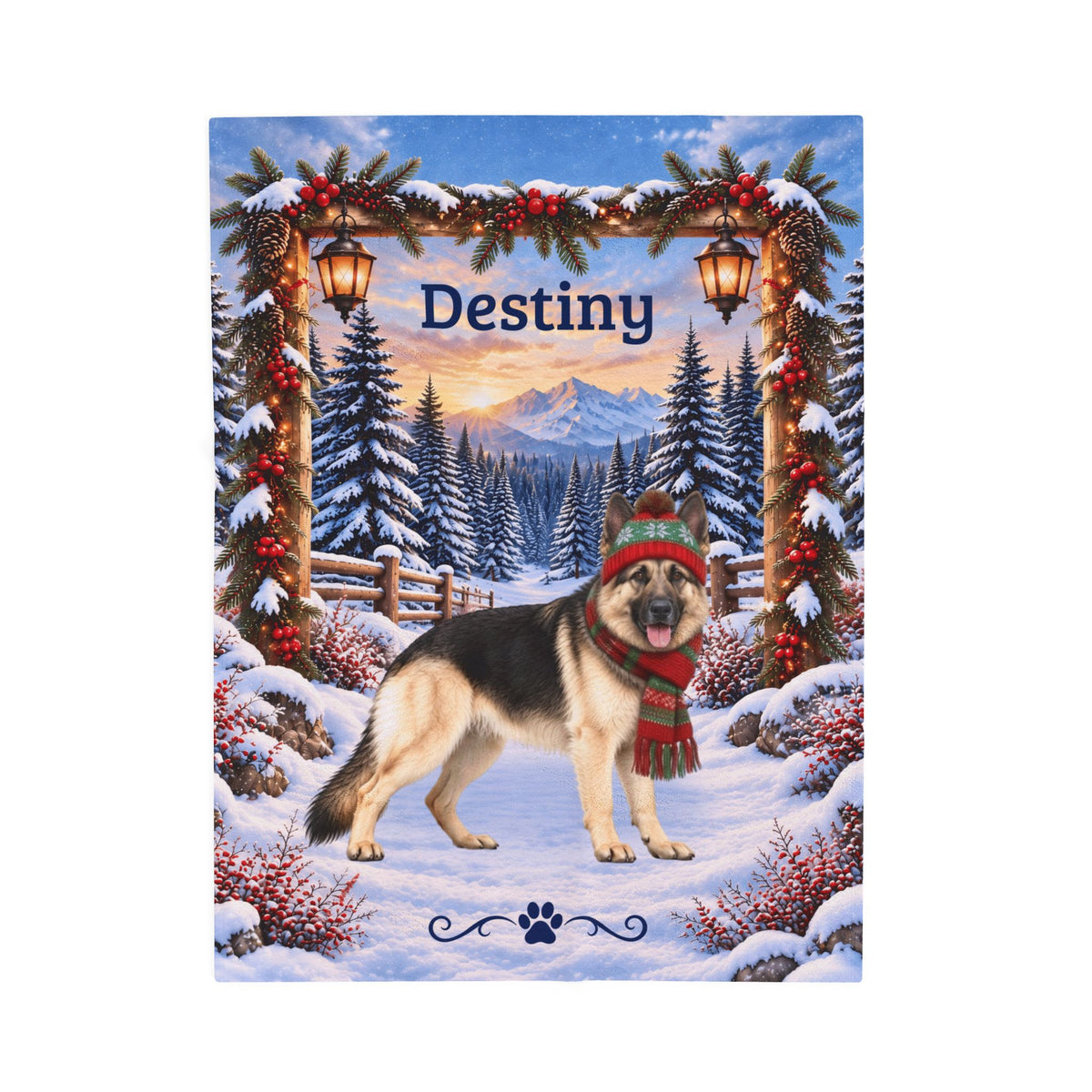 German Shepherd (Black & Cream Coat) - Personalized Winter Blanket, Custom Name Velveteen Throw - MySisterIsAsurvor