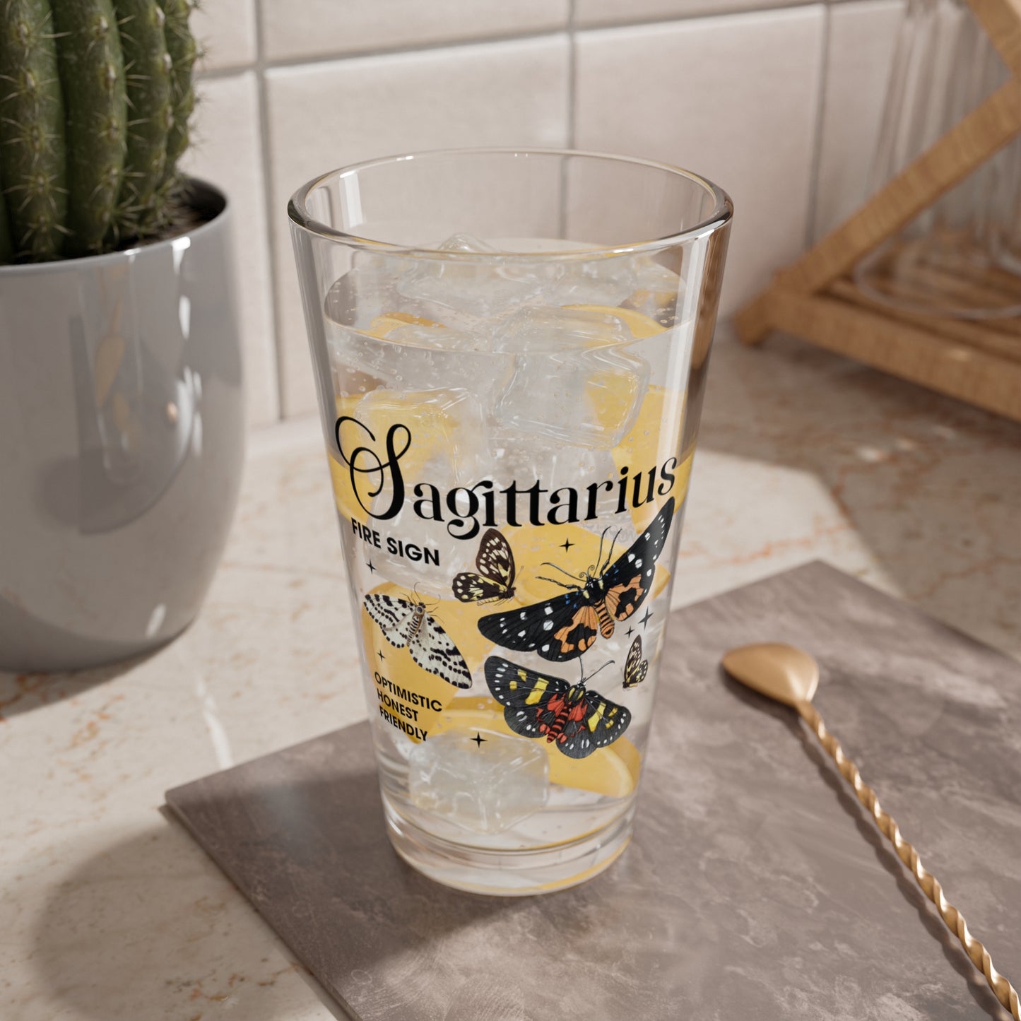 Sagittarius Zodiac Pint Glass 16oz, Astrology Drinkware, Horoscope Gift, Zodiac Glass, Birthday Gift, Cosmic Glassware, Astrology Themed Drinkware