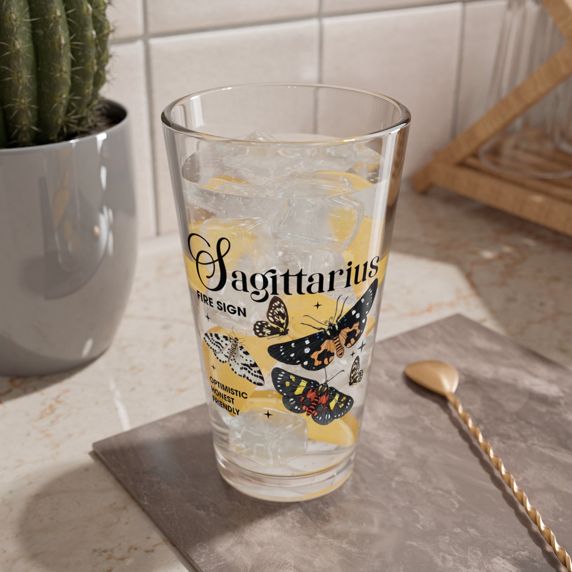 Sagittarius Zodiac Pint Glass 16oz, Astrology Drinkware, Horoscope Gift, Zodiac Glass, Birthday Gift, Cosmic Glassware, Astrology Themed Drinkware