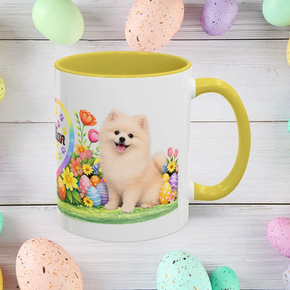 Shop our pomeranian cream puppy easter mug featuring the 15oz style option from MySisterIsASurvivor.