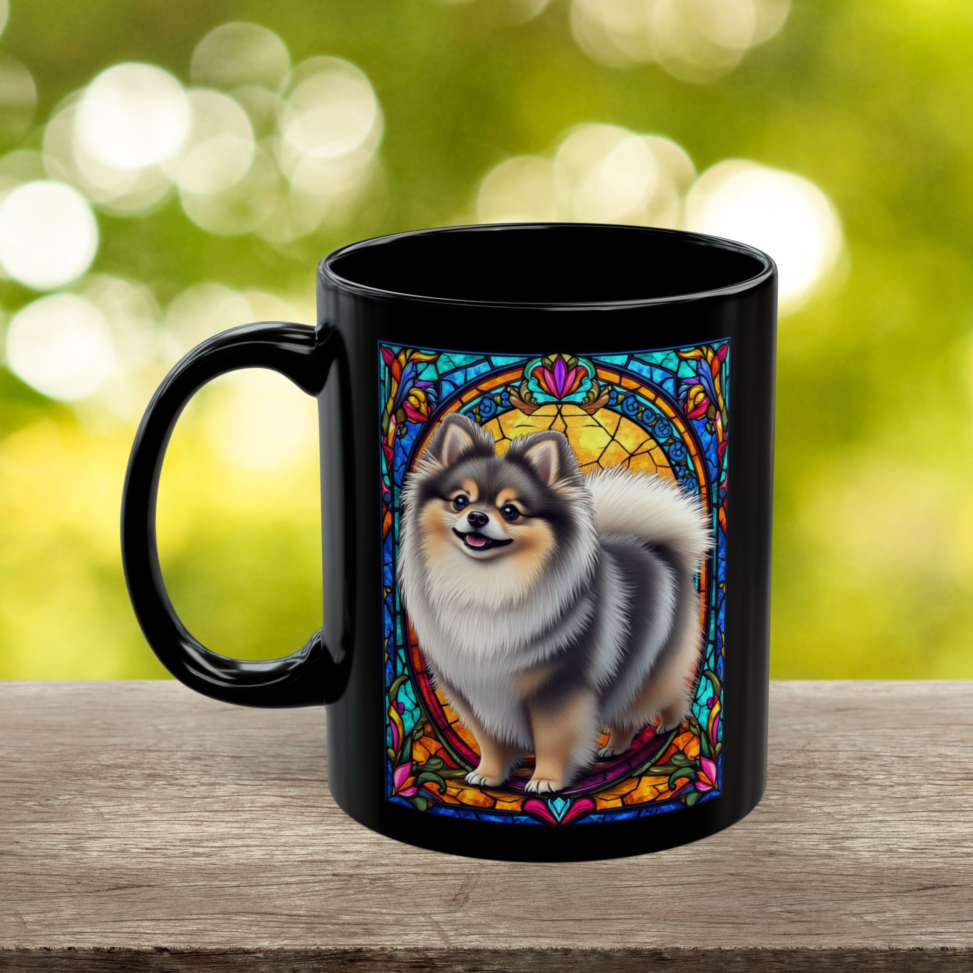 Wolf sable Pomeranian personalized name coffee mug
