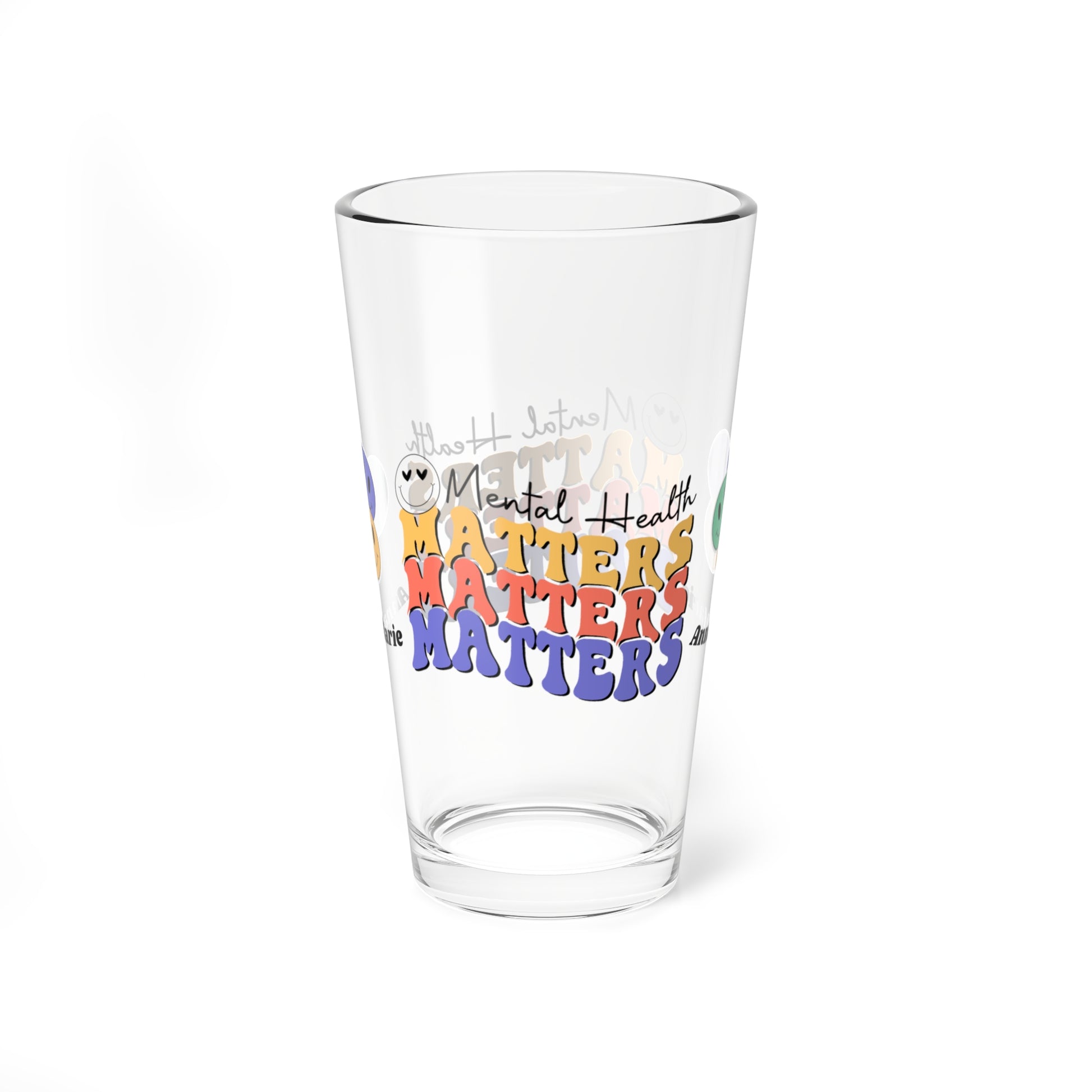Mental Health Matters retro pint glass with clear personalized mental health quote