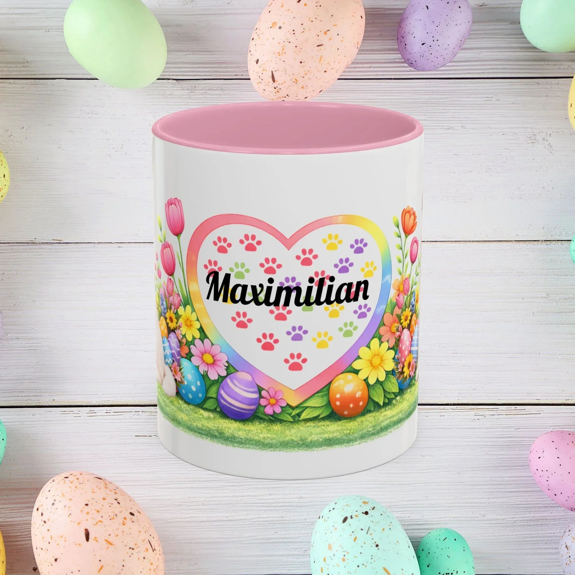 Shop our premium akita white puppy easter mug from MySisterIsASurvivor.