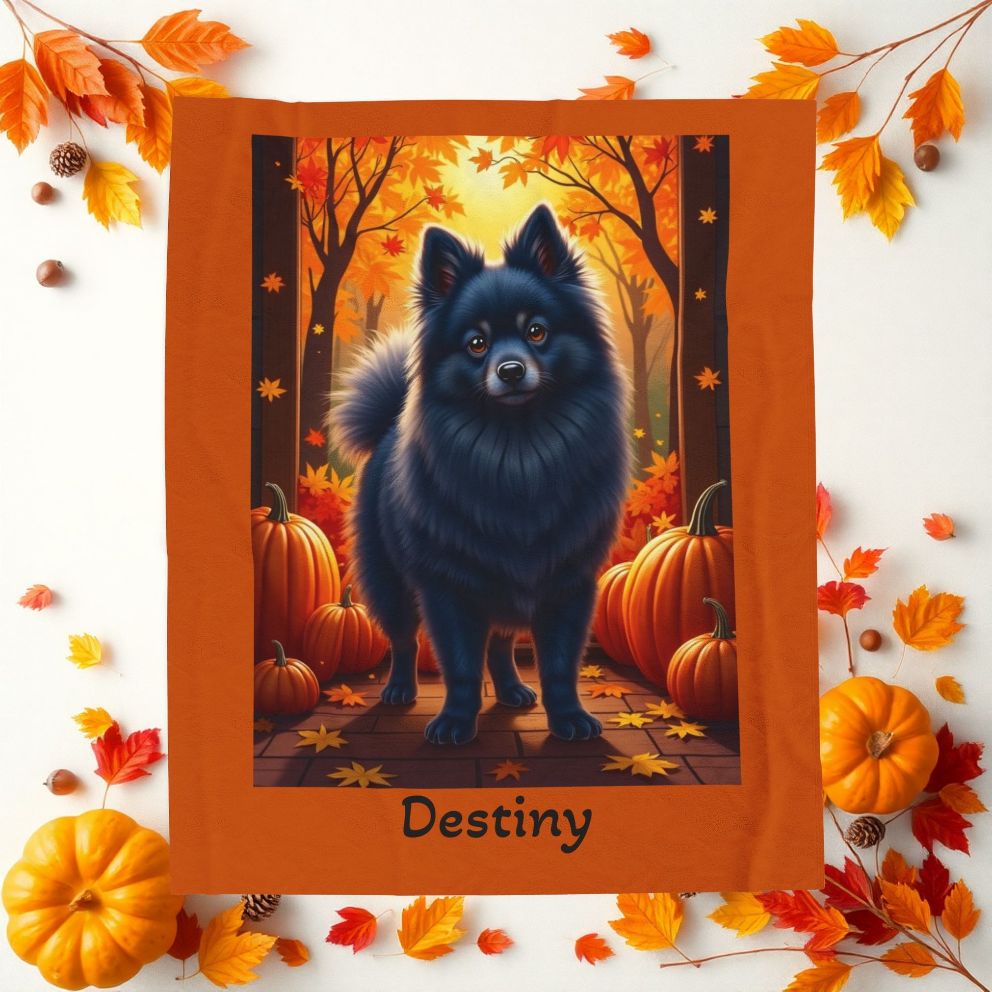 Blue Pomeranian velveteen plush blanket, soft and warm dog lover throw, perfect cozy home accent gift idea