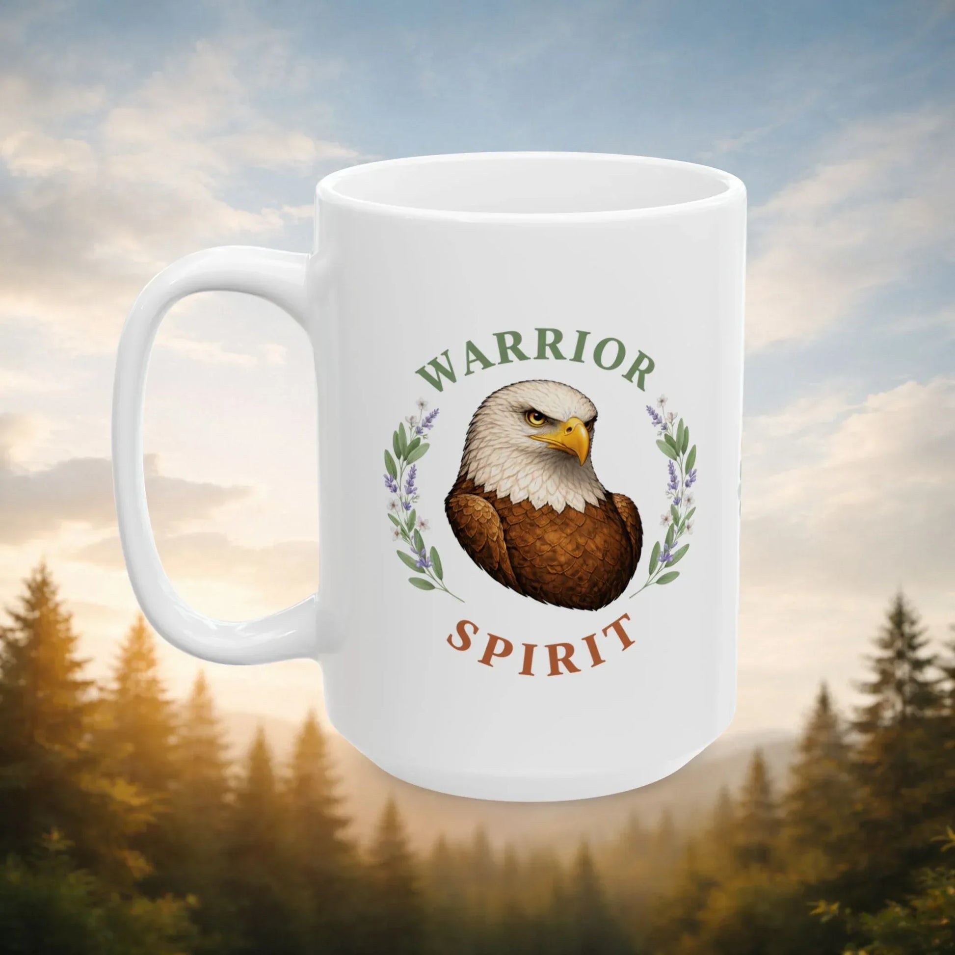 Shop our premium warrior spirit eagle mug from MySisterIsASurvivor.