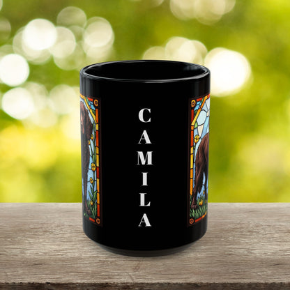 American Water Spaniel personalized mug, stained glass coffee cup gift for dog lovers and pet parents