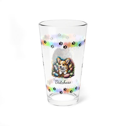 Corgi Personalized Easter Puppy 16oz Pint Glass - Custom Dog Design, Mental Health Gift, Easter Décor, and Festive Celebrations