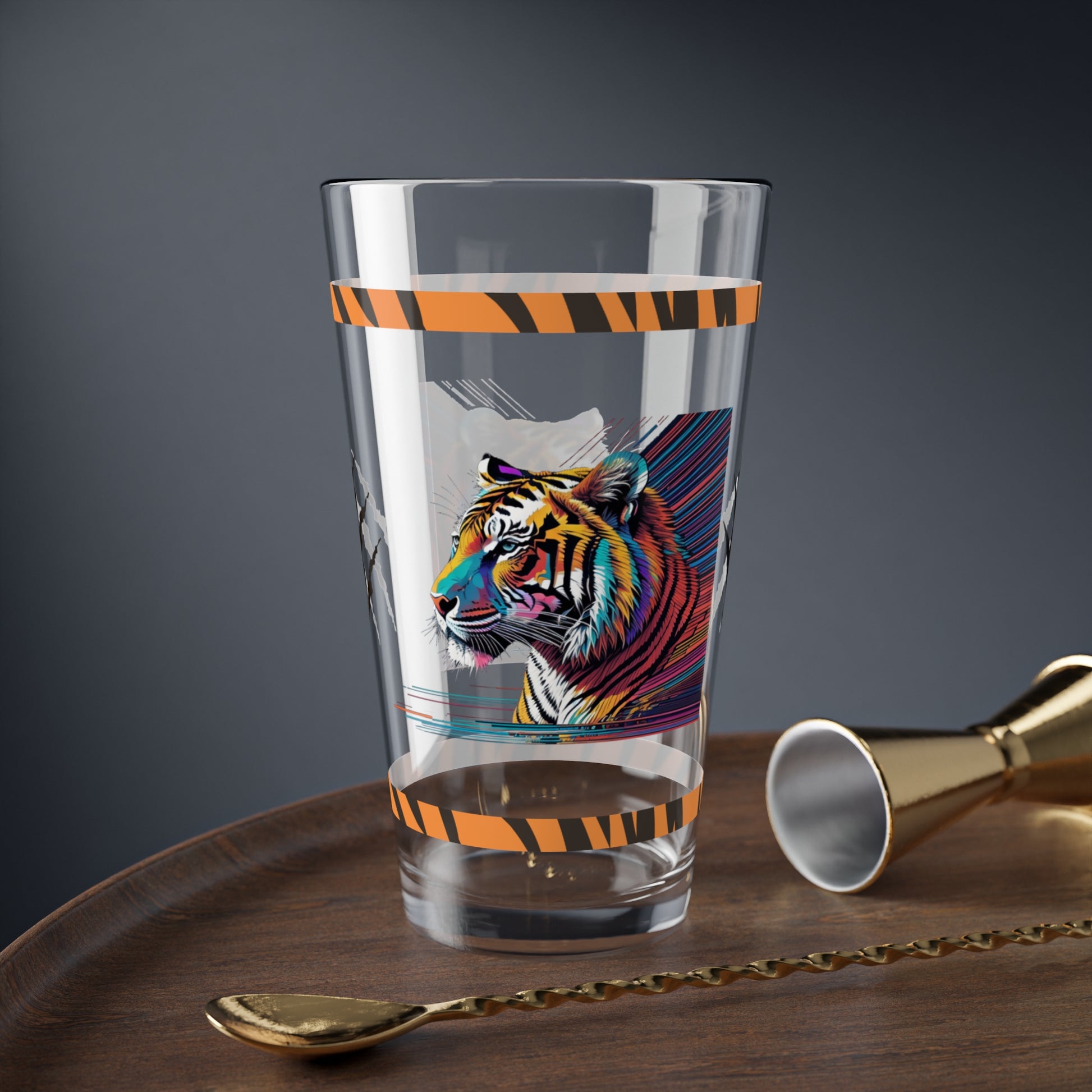 Bold Tiger Strides 16oz Tiger Pint Glass - Inspiring Strength, Courage, and Empowerment