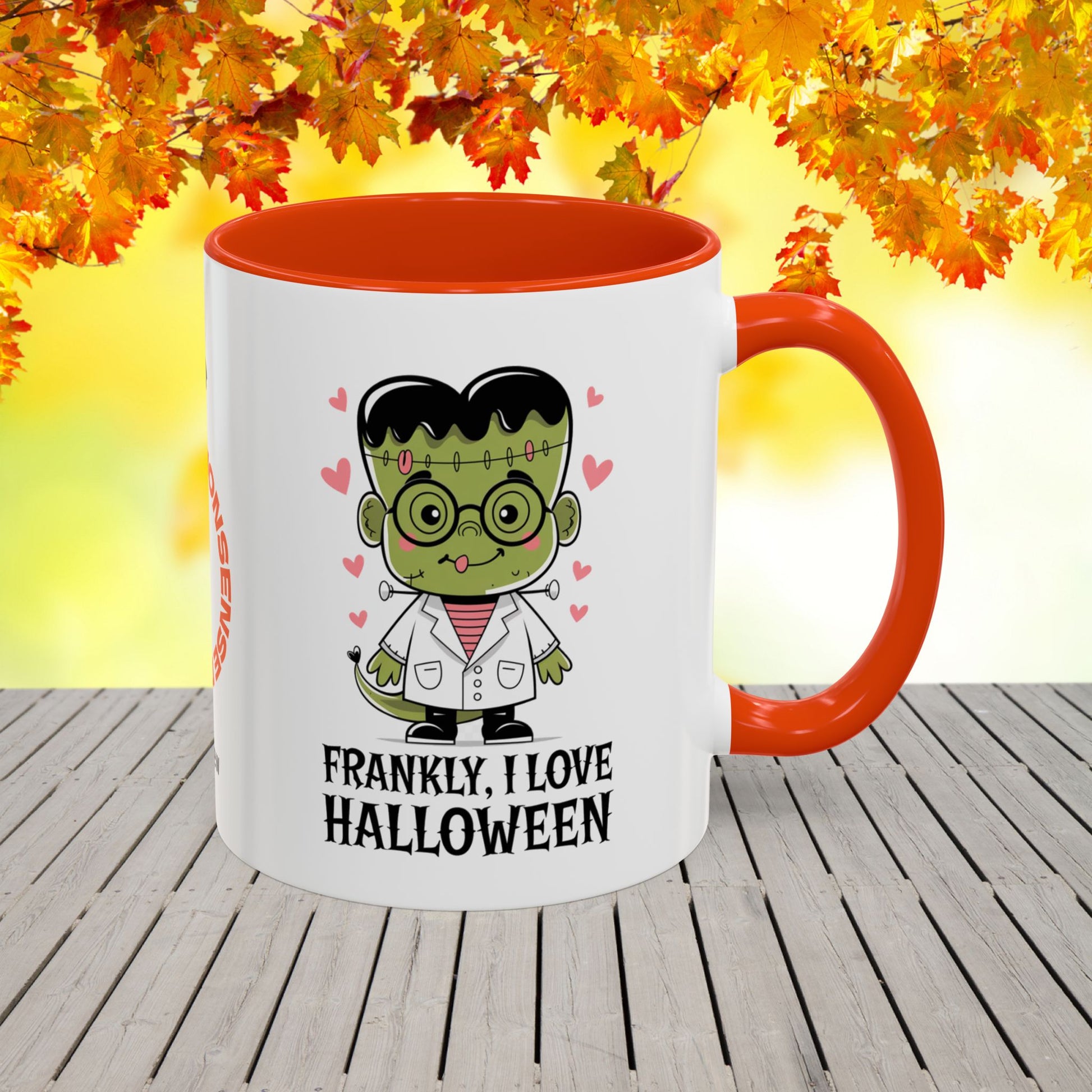 Frankly, I Love Halloween Mug -custom coffee cup for fun Halloween & cozy fall vibes