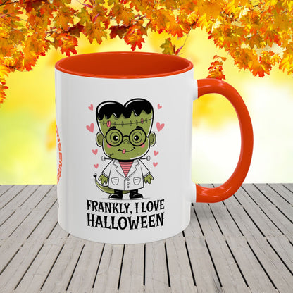 Frankly, I Love Halloween Mug -custom coffee cup for fun Halloween & cozy fall vibes