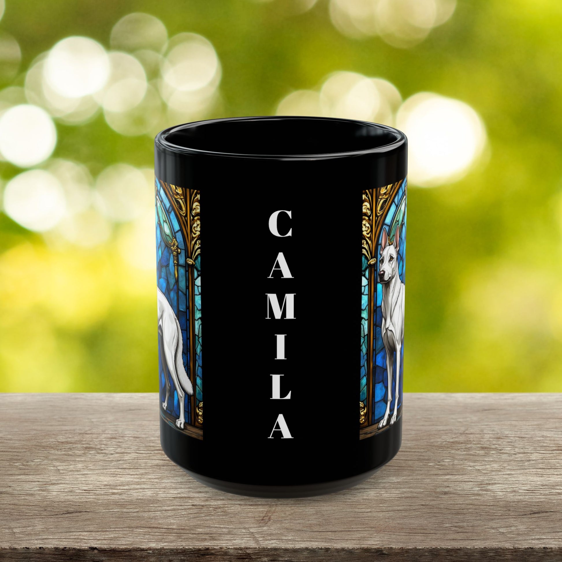 White Belgian Malinois custom name mug for dog lovers