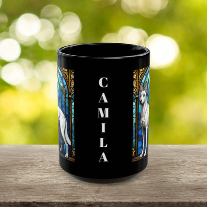 White Belgian Malinois custom name mug for dog lovers