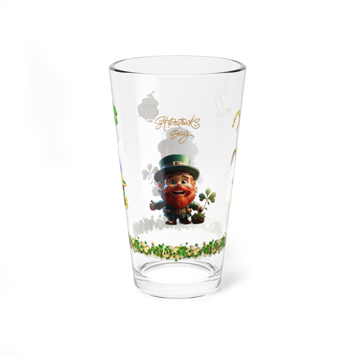 Leprechaun Glee: Mindful St. Patrick's Day 16oz Pint Glasses - Festive Design for Positivity & Wellness