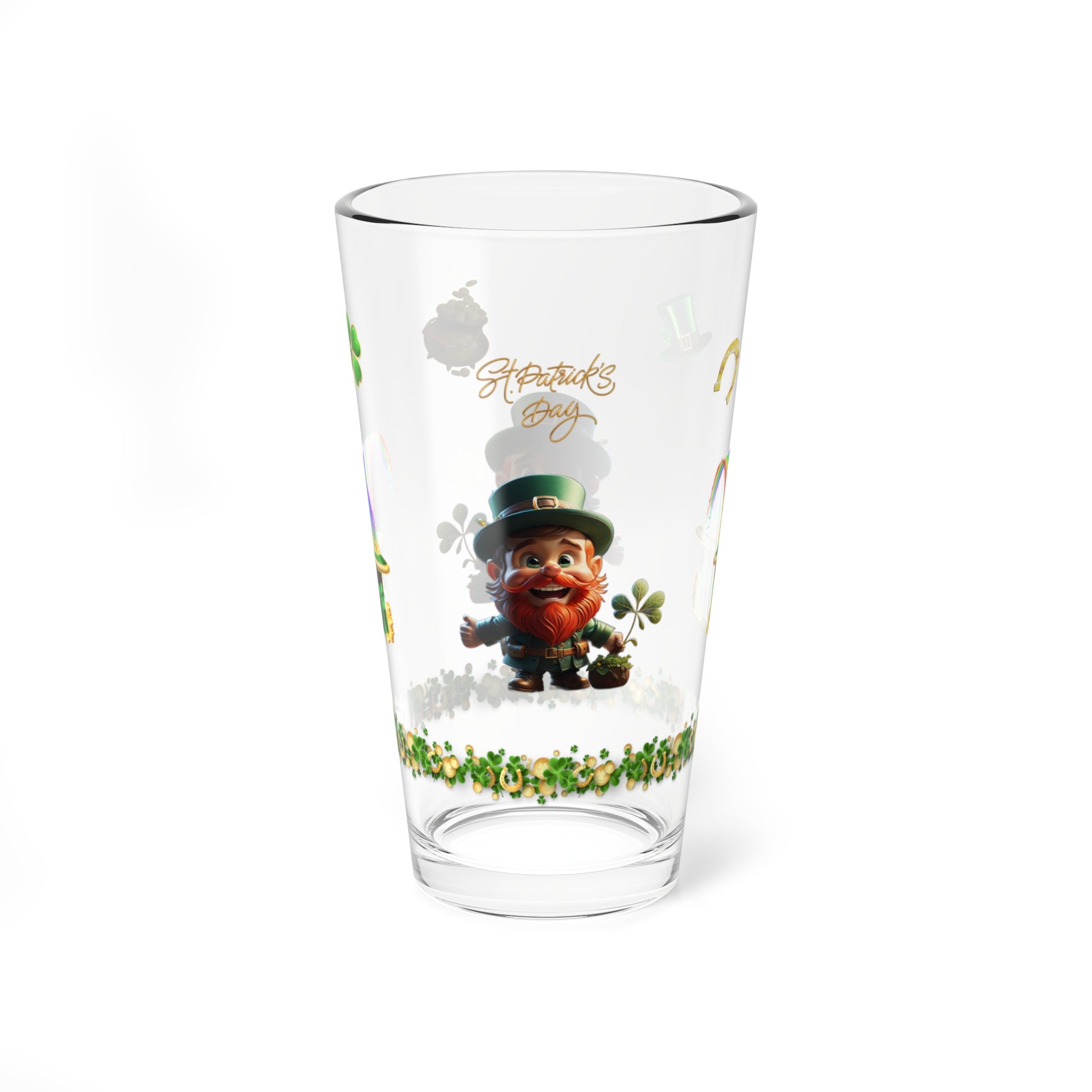 Leprechaun Glee: Mindful St. Patrick's Day 16oz Pint Glasses - Festive Design for Positivity & Wellness