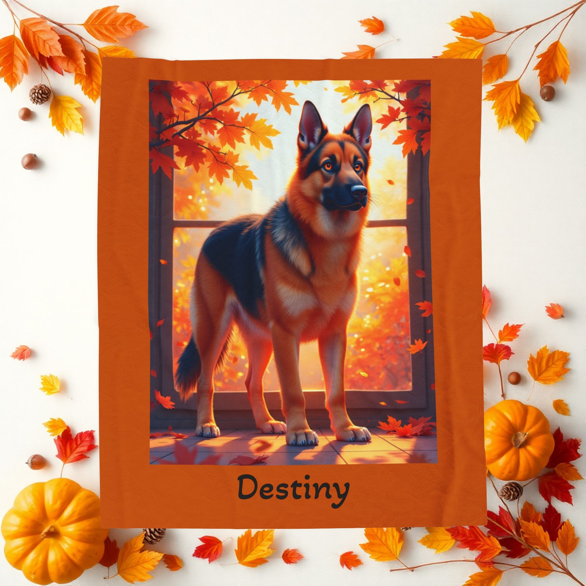 Black and Red German Shepherd velveteen plush blanket, personalized dog throw for GSD parents - MySisterIsASurvivor
