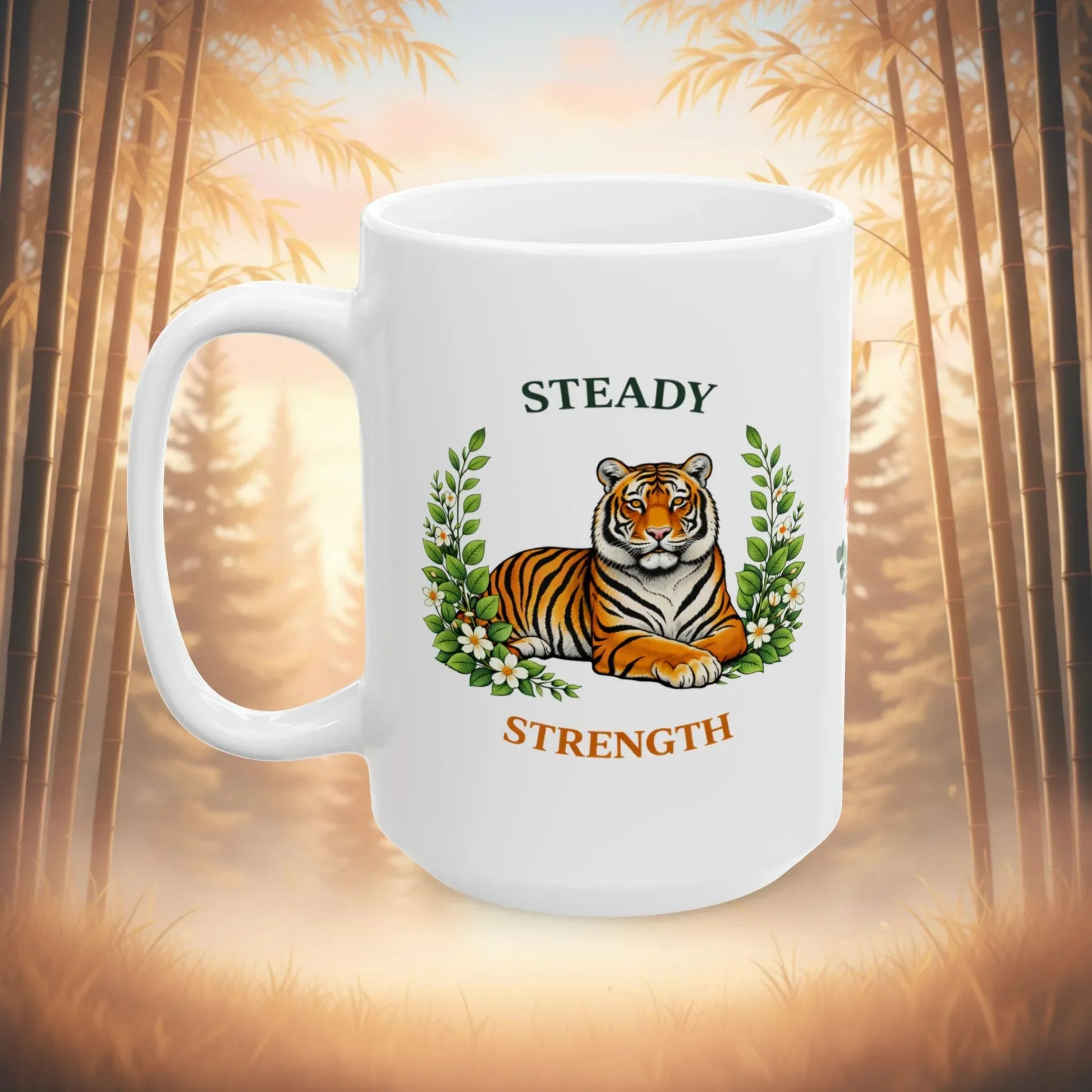 Shop our premium steady strength tiger mug from MySisterIsASurvivor.