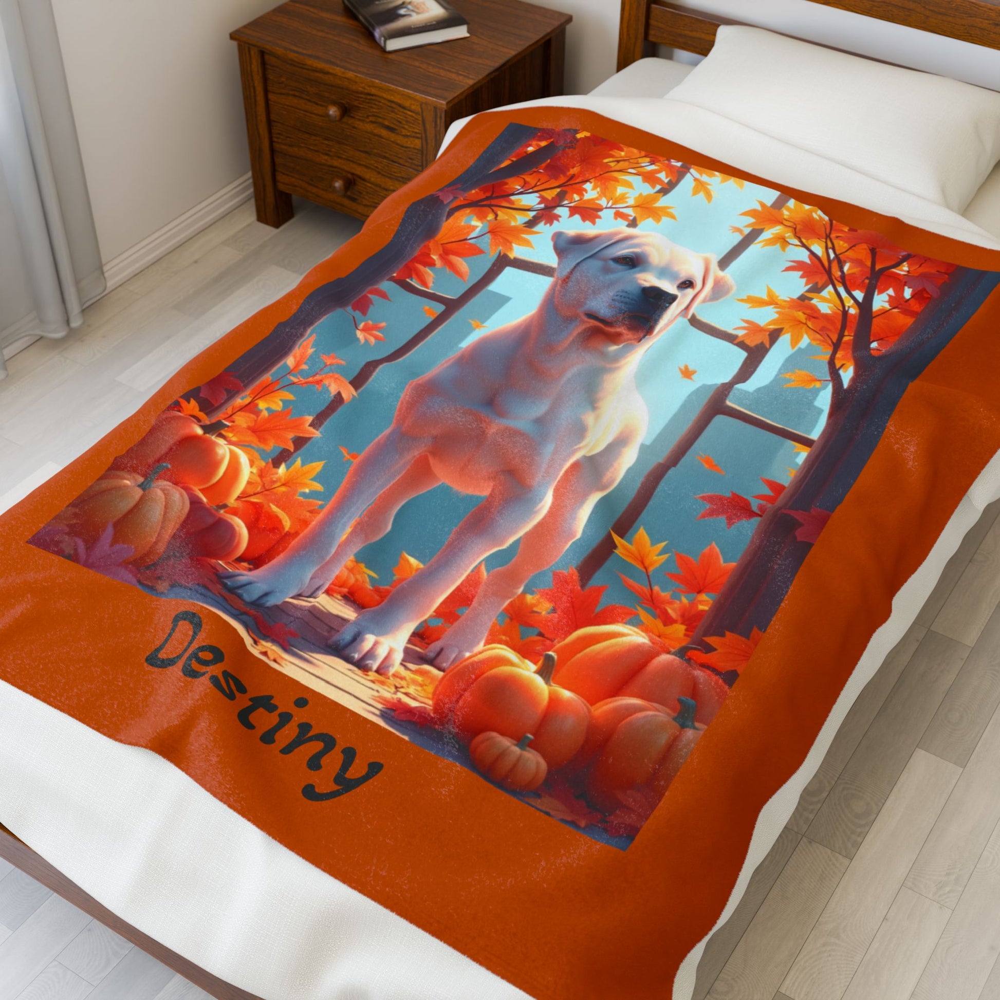 White Rottweiler velveteen plush blanket, plush personalized dog throw for Rottie parents - MySisterIsASurvivor
