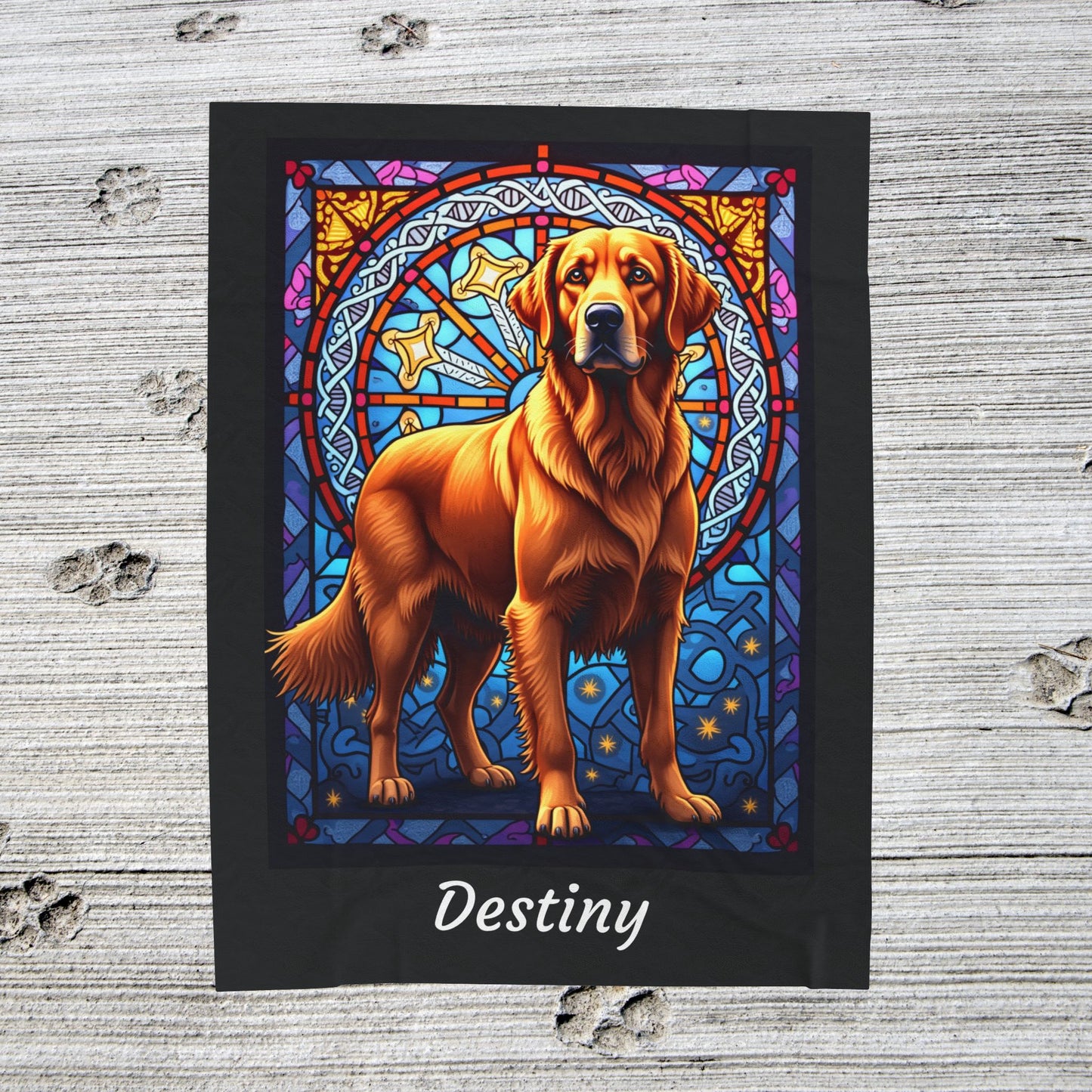 Golden Retriever Red Coat Personalized Velveteen Plush Blanket, Artistic Dog Throw, Personalized Gift