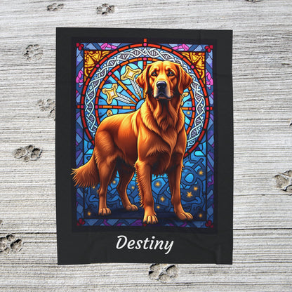 Golden Retriever Red Coat Personalized Velveteen Plush Blanket, Artistic Dog Throw, Personalized Gift