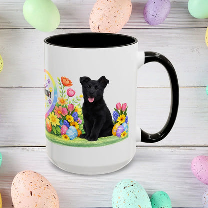 Shop our german shepherd black puppy easter mug featuring the 15oz style option from MySisterIsASurvivor.
