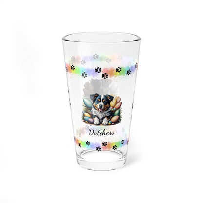 Australian Shepherd Personalized Easter Puppy 16oz Pint Glass - Custom Dog Design, Mental Health Gift, Easter Décor, and Festive Celebrations