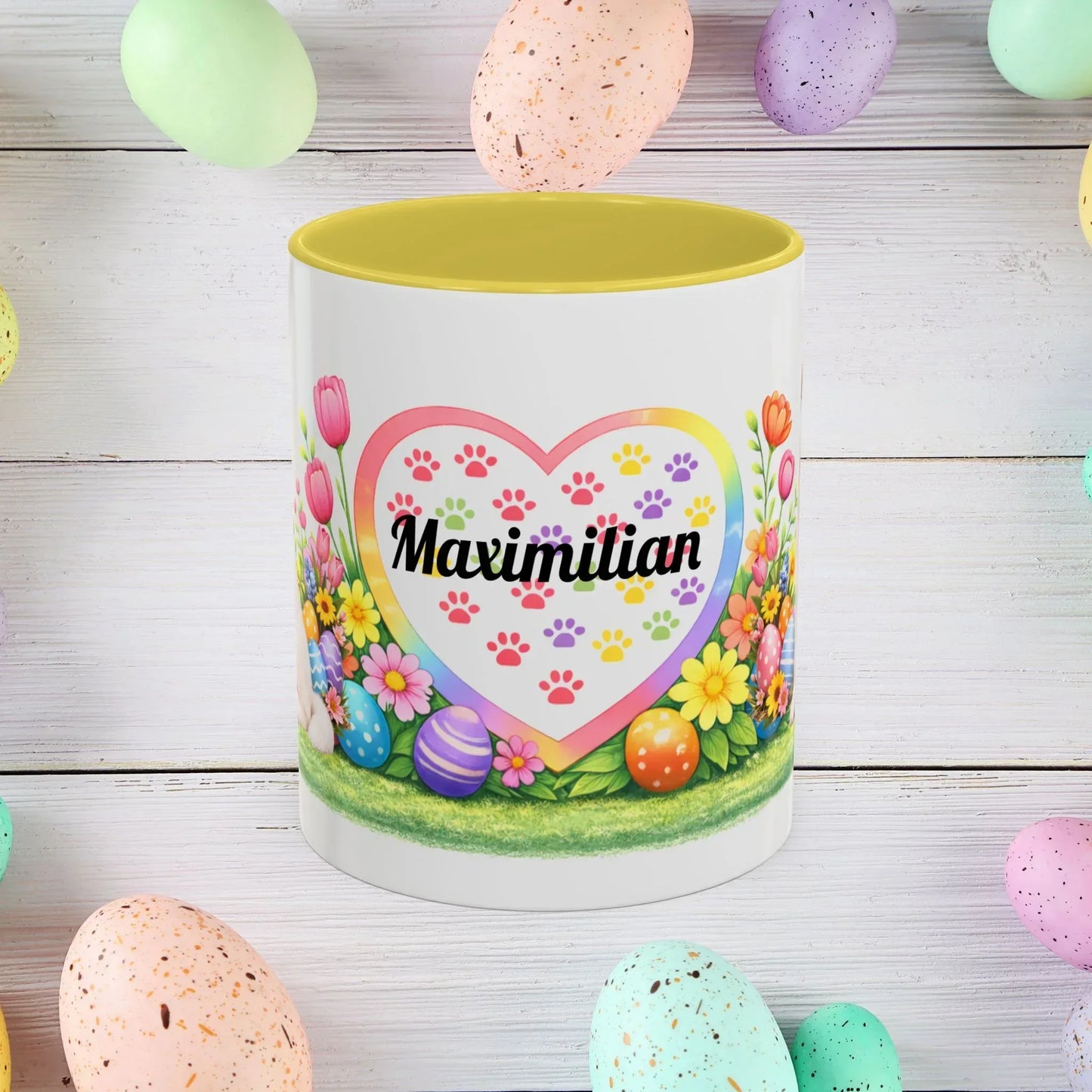 Shop our premium akita white puppy easter mug from MySisterIsASurvivor.