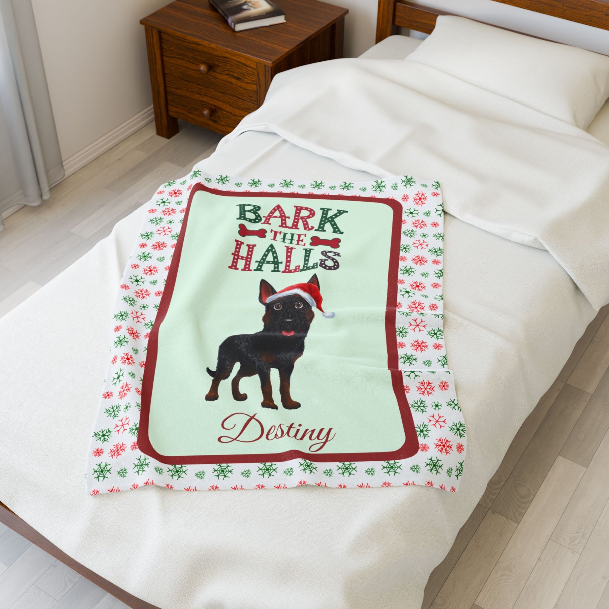 German Shepherd (Bi-Color) Velveteen Blanket - Cozy holiday dog throw, personalized gift for pet lovers