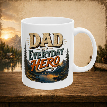 Dad my everyday hero mountain lake personalized mug, thoughtful Father’s Day gift