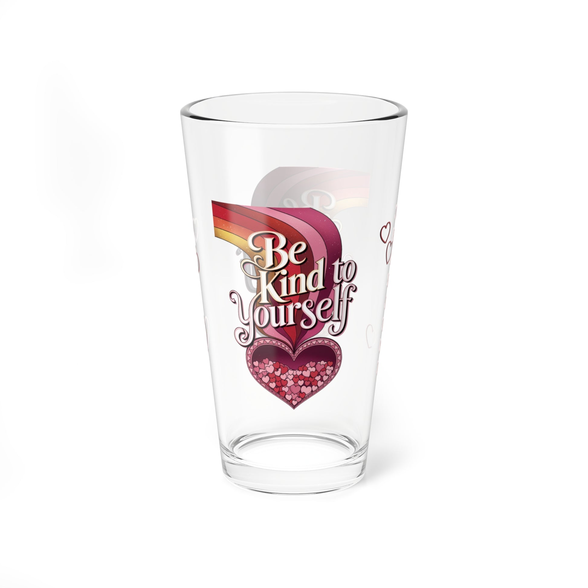 Be Kind To Yourself: Personalized Valentine's Day Affirmation Pint Glass – Valentine's Day Self-Care Gift, Mindful Positivity Drinkware