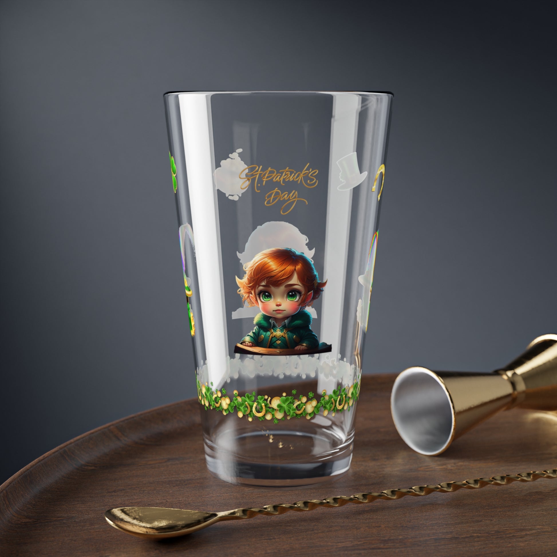 Leprechaun Labyrinth Logic: Mindful St. Patrick's Day 16oz Pint Glasses - Festive Design for Positivity & Wellness